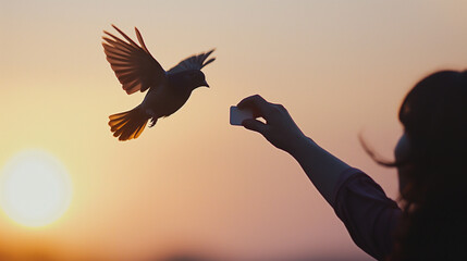 Photographer capturing a bird in flight