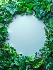 Fototapeta premium Circular Frame of Green Leaves