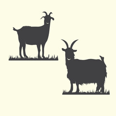 Hand drawn goat outline flat illustration vector design 