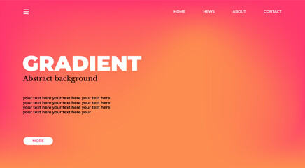 Abstract gradient web page design template, background with smooth blur shapes and sample text, copy space.Pink, yellow,red and black color.Copy space. Gradient mesh.Grapic design.