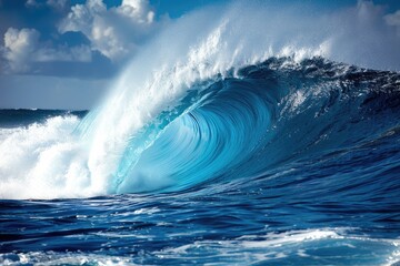 beautiful ocean blue wave on a sunny day professional photography