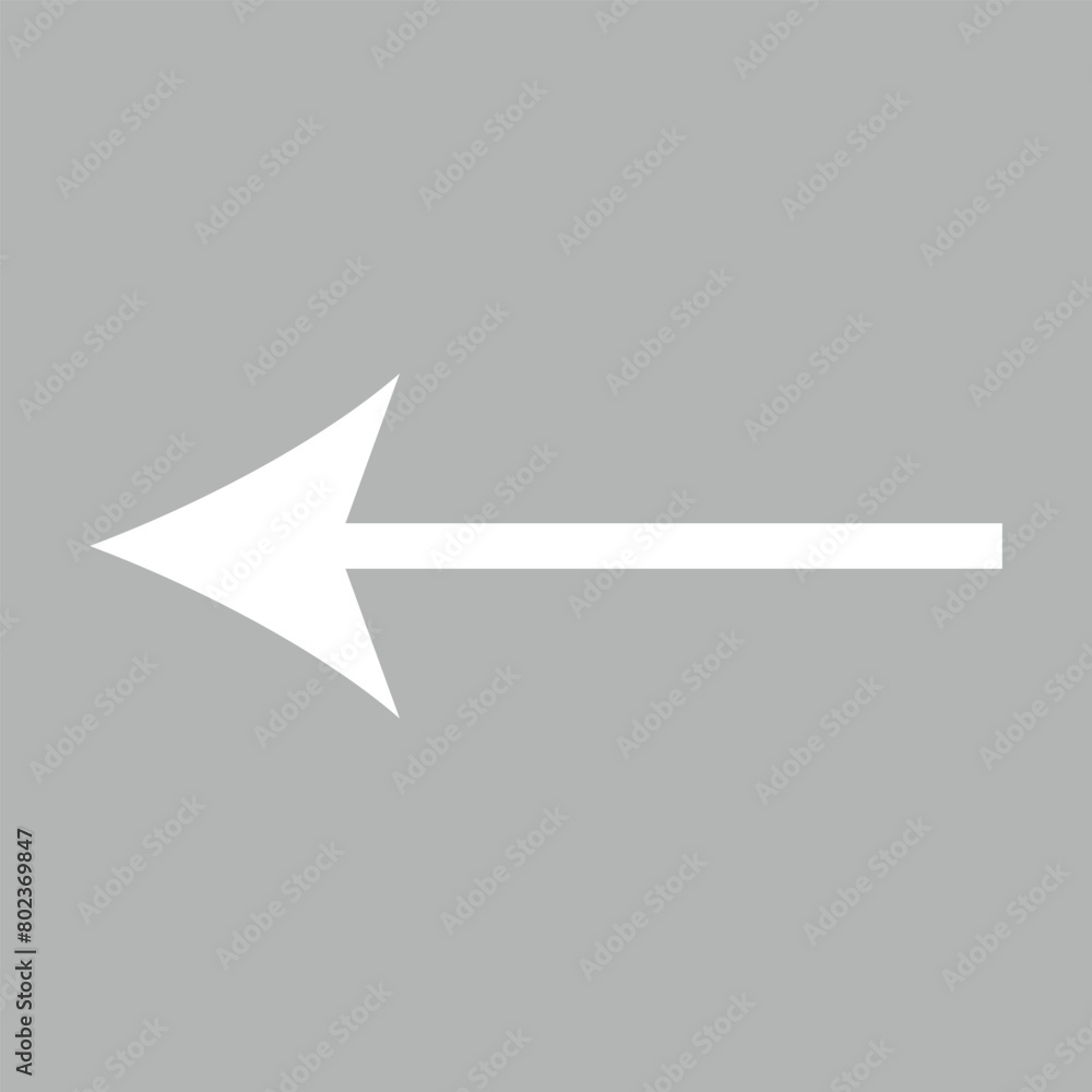 Poster share icon with arrow. white arrow icon on grey background. flat design arrow pointing backward icon