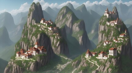 A photo of a monastery on a mountainside.generative.ai 