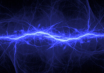 Blue lightning, electrical background abstract