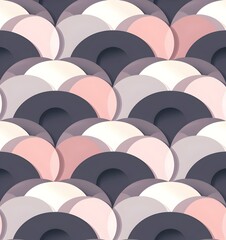 Fototapeta premium Vector pattern of soft pink and gray circles in the form of overlapping rings on dark background, pastel color, simple minimalistic, vintage style, 