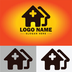 Hospital logo icon healthcare medical building logo modern flat business vector logo