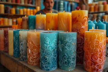 Artisanal candles with beautiful patterns