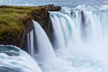 Waterfall cascade Godafoss, Iceland