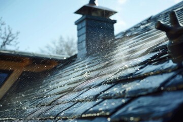 Water leaking from a roof, suitable for home repair concepts