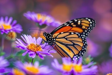 Close up of a butterfly on a colorful flower, perfect for nature backgrounds