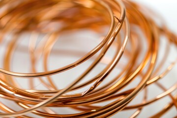 Close up of a bunch of copper wire. Suitable for technology and industrial concepts