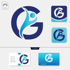 People letter G logo design, Good service people gradient template design
