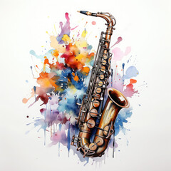 Naklejka premium Watercolor English Horn Illustration, Generative Ai
