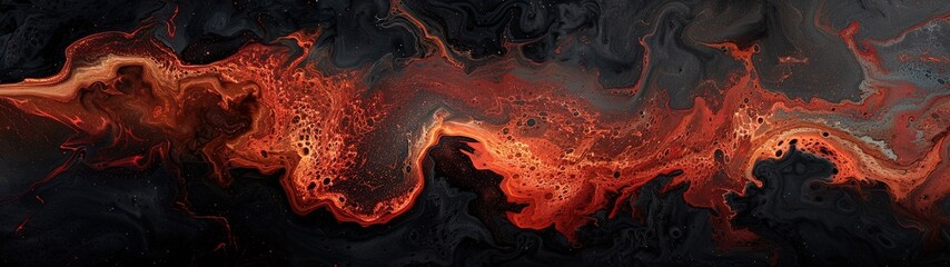 Liquid abstract background banner black and orange