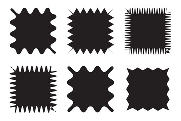 Zig zag edge square set collection. black stamp, seal, label and badge, sticker. vector illustration.