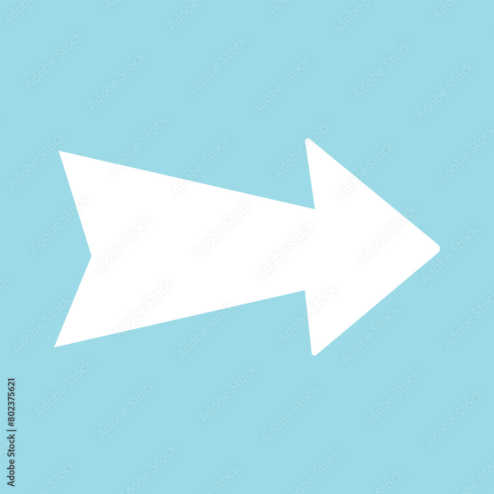 Aufkleber white arrow icon, white arrow isolated on sky background, arrow icon for your additional design need