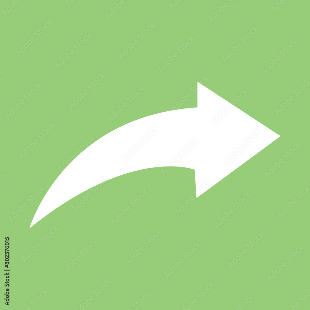 Aufkleber white arrow icon, white arrow isolated on green background, arrow icon for your additional design ne