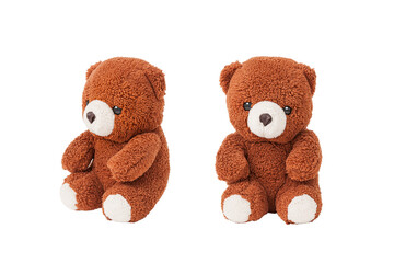 Cute brown plush bear with transparent background
