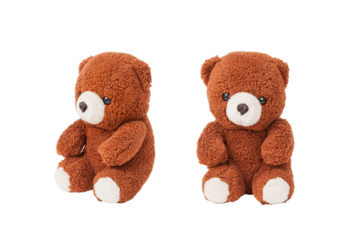Cute brown plush bear with transparent background
