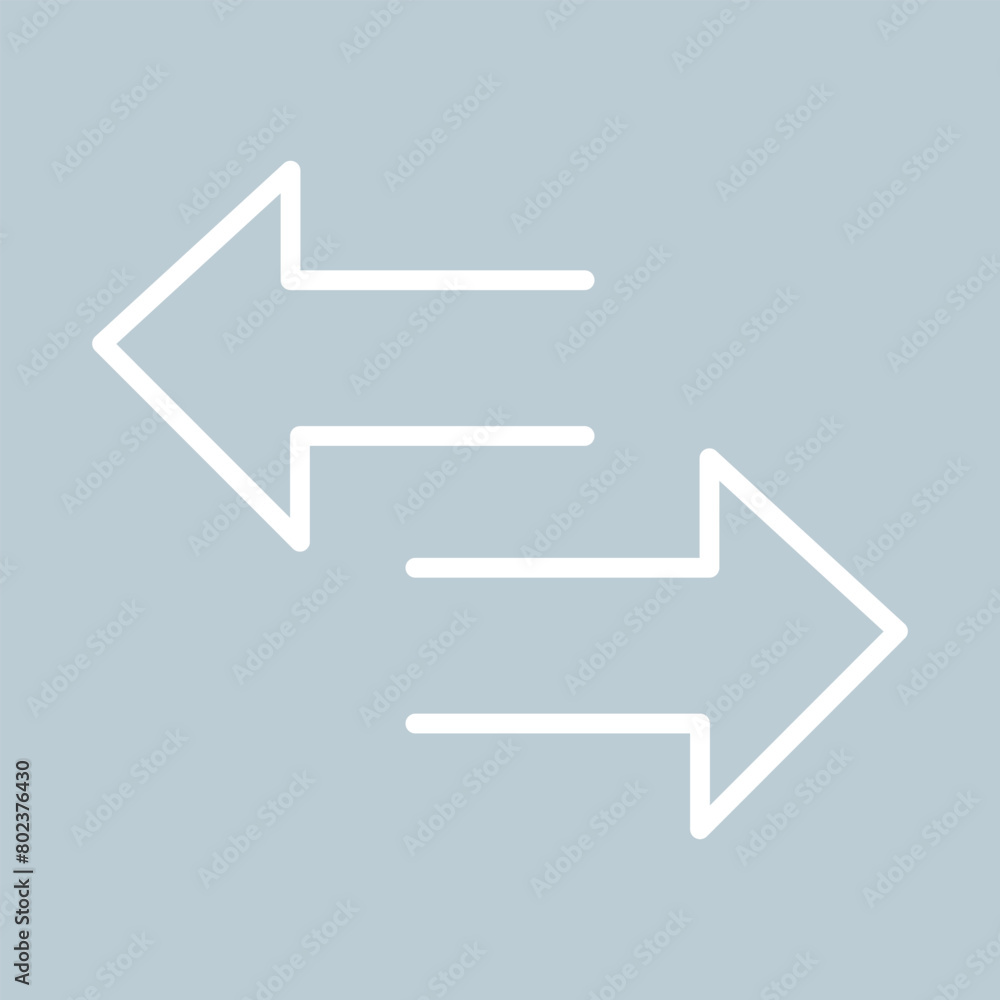 Poster left right sided white thin line arrow icon. linear vector illustration. pictogram isolated on diffe