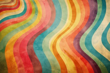 Obraz premium Abstract Artistic Wavy Rainbow Background with a Vintage Textured Finish.