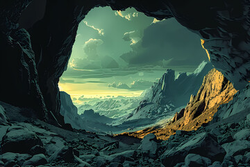  hidden caves illustration - obrazy, fototapety, plakaty
