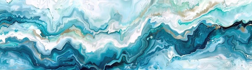 Obraz premium Liquid abstract background banner white and cyan