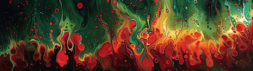 Liquid abstract background banner dark green and red