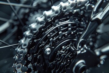 Detailed view of a bicycle chain, perfect for cycling enthusiasts