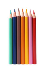 Fototapeta premium Row of colorful pencils for drawing aligned, isolated on transparent background. Generative AI