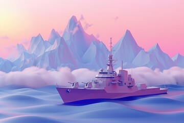 A serene image of a large boat floating on calm water. Ideal for travel and transportation concepts