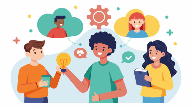 A recreational program that offers social activities and events for neurodivergent teens to practice social skills and make connections with others.. Vector illustration