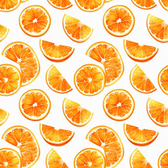 Watercolor Mandarin Seamless Pattern, Aquarelle Tangerine Fruit, Creative Watercolor Orange Tile