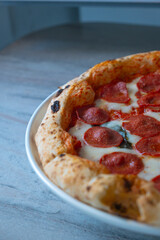 Italian pepperoni pizza close-up