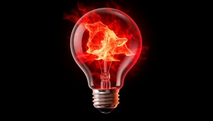 light bulb with red light