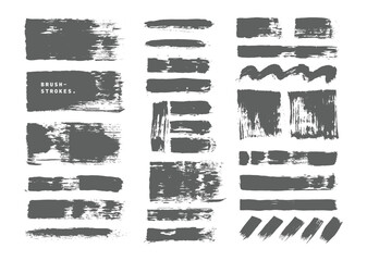 Grunge paint brush strokes template set. Abstract and rough brush texture element. Artistic strokes icon bundle.