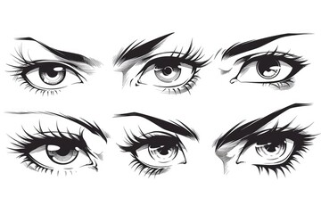 Close-up of black and white anime eyes. Suitable for various design projects