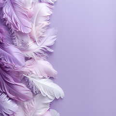 "Harmonious Contrasts: Vibrant Purple and White Feathers Illuminate Duotone Background"
