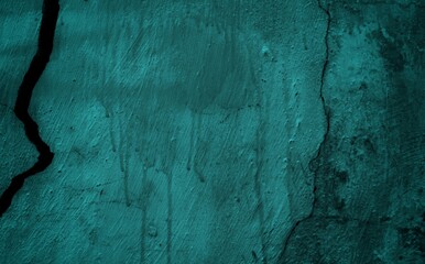 Old wooden board background, Blue Plastered rusty concrete wall, Dark blue green wall textured...