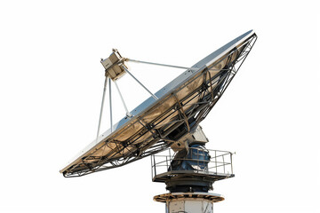 satellite isolated on white satellite dish , capturing the moment of technological advancement against a neutral white background.