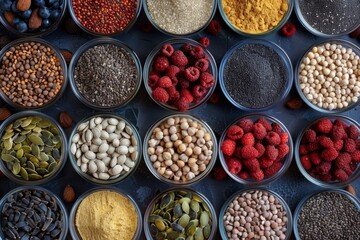 Table With Bowls Filled With Various Foods