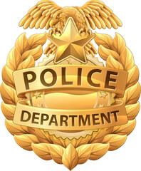 A police badge shield star sheriff cop crest emblem or symbol motif with eagle