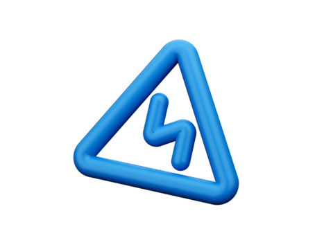 Double bend first to the left warning sign Blue 3d Icon 3d illustration