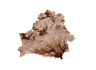Obraz premium Map of Belarus in old style, brown graphics in a retro style Vintage Style. High detailed 3d illustration