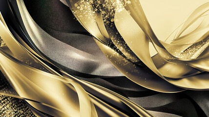 Luxurious Golden and Silver Swirls Abstract background banner