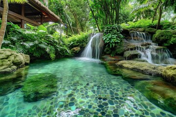 calming beauty of a cascading waterfall