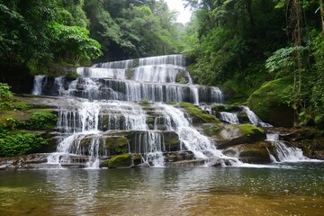 calming beauty of a cascading waterfall