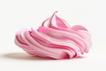 Close up of a pink meringue on a white surface. Great for dessert concepts
