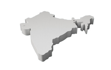 India 3D map Geography Cartography and topology map 3D illustration