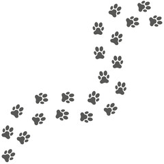 Animal foot trace vector cat print curly way